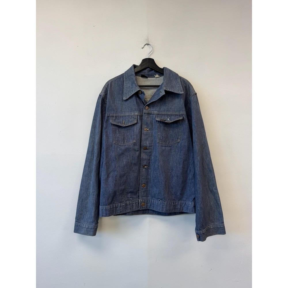 Vintage Roebucks Denim Jacket Mens XL 46XT‎ Blue Jean Unlined Button Trucker 70s